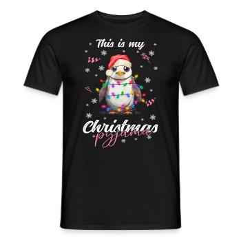 lustig Pinguin Weihnachten Weihnachtsschlafanzug - Männer T-Shirt - Schwarz - Vorne - AI Model Male 178 light (178cm)