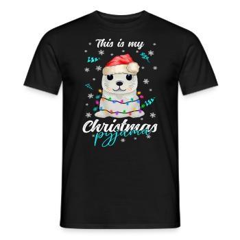 lustig Robbe Weihnachten Weihnachtsschlafanzug - Männer T-Shirt - Schwarz - Vorne - AI Model Male 178 light (178cm)