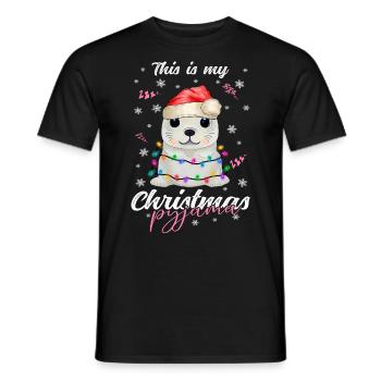 lustig Robbe Weihnachten Weihnachtsschlafanzug - Männer T-Shirt - Schwarz - Vorne - AI Model Male 178 light (178cm)