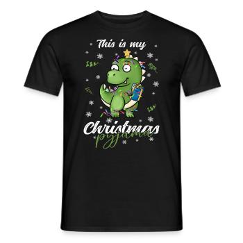 Dinosaurier Trex Pyjama Weihnachten Schlafen - Männer T-Shirt - Schwarz - Vorne - AI Model Male 178 light (178cm)