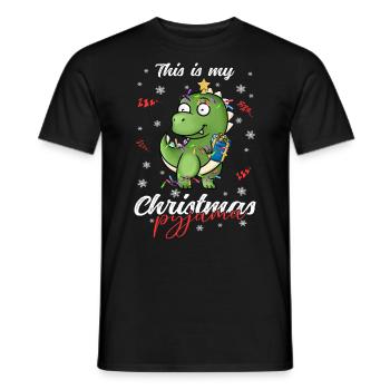 Dinosaurier Trex Pyjama Weihnachten Schlafen - Männer T-Shirt - Schwarz - Vorne - AI Model Male 178 light (178cm)