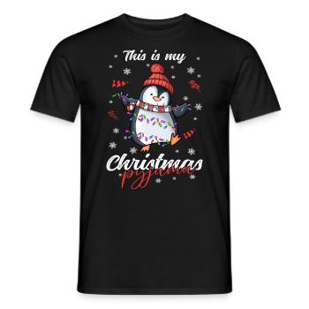 Pinguin Pyjama Weihnachten Schlafen - Männer T-Shirt - Schwarz - Vorne - AI Model Male 178 light (178cm)