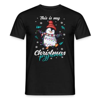 Pinguin Pyjama Weihnachten Schlafen - Männer T-Shirt - Schwarz - Vorne - AI Model Male 178 light (178cm)