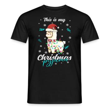 Lama Pyjama Weihnachten Schlafen - Männer T-Shirt - Schwarz - Vorne - AI Model Male 178 light (178cm)
