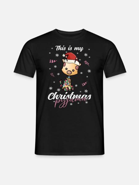 Giraffe Pyjama Weihnachten Schlafen - Männer T-Shirt - Schwarz
