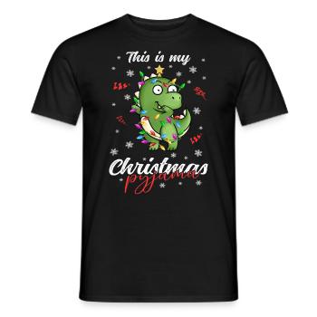 Dinosaurier Trex Pyjama Weihnachten Schlafen - Männer T-Shirt - Schwarz - Vorne - AI Model Male 178 light (178cm)