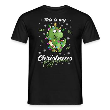 Dinosaurier Trex Pyjama Weihnachten Schlafen - Männer T-Shirt - Schwarz - Vorne - AI Model Male 178 light (178cm)