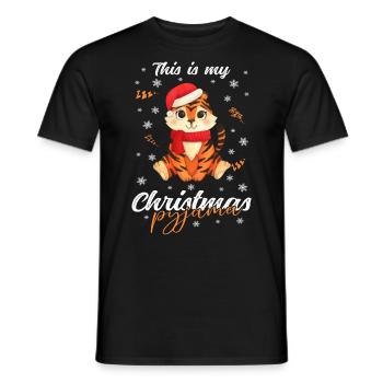 Tiger Pyjama Weihnachten Schlafen - Männer T-Shirt - Schwarz - Vorne - AI Model Male 178 light (178cm)