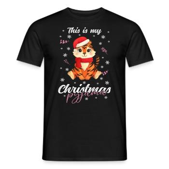 Tiger Pyjama Weihnachten Schlafen - Männer T-Shirt - Schwarz - Vorne - AI Model Male 178 light (178cm)