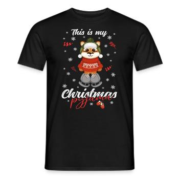 Tiger Pyjama Weihnachten Schlafen - Männer T-Shirt - Schwarz - Vorne - AI Model Male 178 light (178cm)