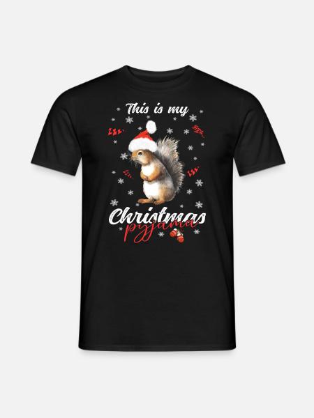 Eichhörnchen Pyjama Weihnachten Schlafen - Männer T-Shirt - Schwarz