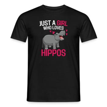 Hippo Mädchen Afrika Zoo Tier Geschenk Nilpferd - Männer T-Shirt - Schwarz - Vorne - AI Model Male 178 light (178cm)