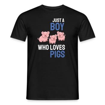 Farm Animal Lovers Boy Gift Pig - Men's T-Shirt - black - Front - AI Model Male 178 light (178cm)