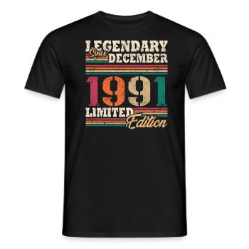 Légendaire Décembre 1991 édition limitée - T-shirt homme - noir - Devant - AI Model Male 178 light (178cm)