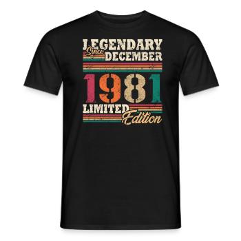 Légendaire Décembre 1981 édition limitée - T-shirt homme - noir - Devant - AI Model Male 178 light (178cm)