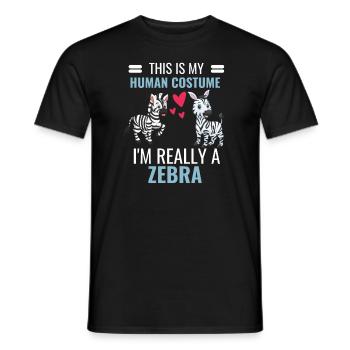 Zebra Kostüm Party Afrika Zoo Tier Geschenk Zebra - Männer T-Shirt - Schwarz - Vorne - AI Model Male 178 light (178cm)