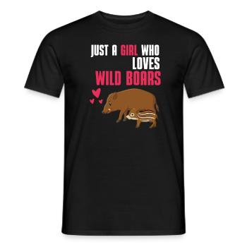 Schwarzwild Mädchen Wald Tier Geschenk Wildschwein - Männer T-Shirt - Schwarz - Vorne - AI Model Male 178 light (178cm)