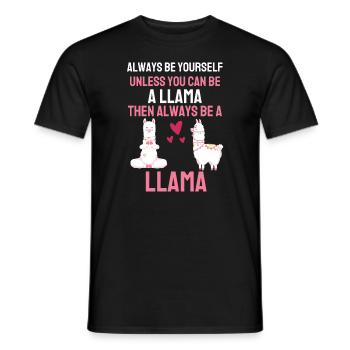 Animal Lovers Zoo Animal Gift Funny Llama - Men's T-Shirt - black - Front - AI Model Male 178 light (178cm)