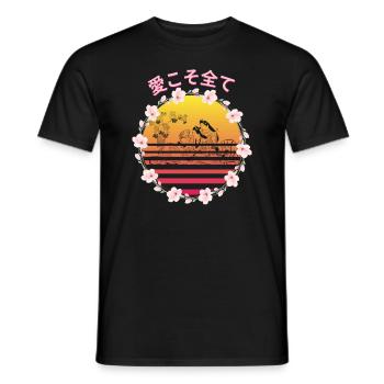桜の日本語 Love is everything! - Männer T-Shirt - Schwarz - Vorne - AI Model Male 178 light (178cm)