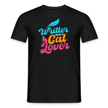 Writer And A Cat Lover - Men's T-Shirt - black - Front - AI Model Male 178 light (178cm)