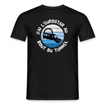 J'ai l'eurostar au bout du tunnel expression caca - T-shirt homme - noir - Devant - AI Model Male 178 light (178cm)