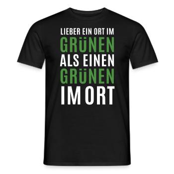 Lieber ein Ort im Grünen - Grüne nein Danke! - Männer T-Shirt - Schwarz - Vorne - AI Model Male 178 light (178cm)