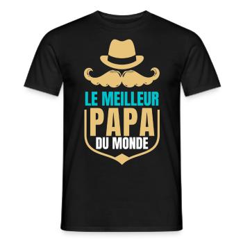 Meilleur papa du monde , cadeau papa anniversaire - T-shirt homme - noir - Devant - AI Model Male 178 light (178cm)