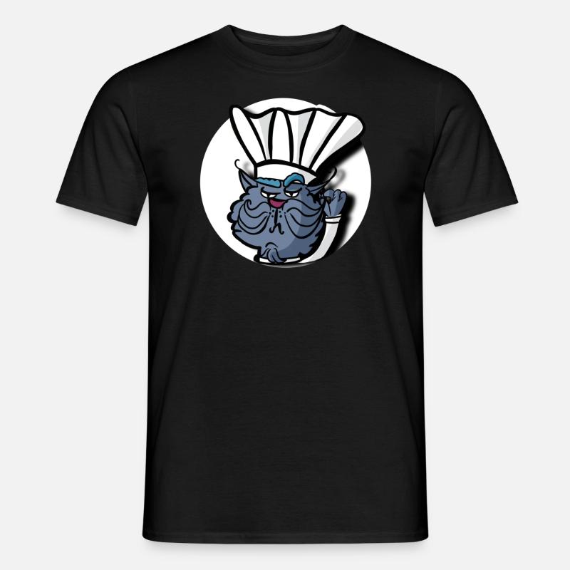 Blauer Katzenkoch - Männer T-Shirt - Schwarz