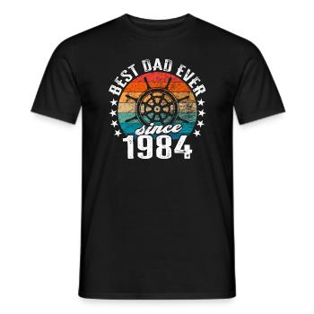 Meilleur père du monde depuis 1984 capitaine - T-shirt homme - noir - Devant - AI Model Male 178 light (178cm)