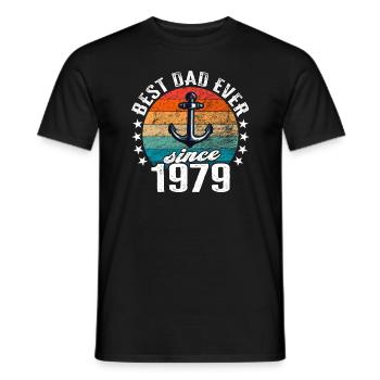 Best dad in the world since 1979 anchor - Men's T-Shirt - black - Front - AI Model Male 178 light (178cm)