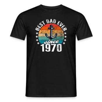 Best dad in the world since 1970 anchor - Men's T-Shirt - black - Front - AI Model Male 178 light (178cm)