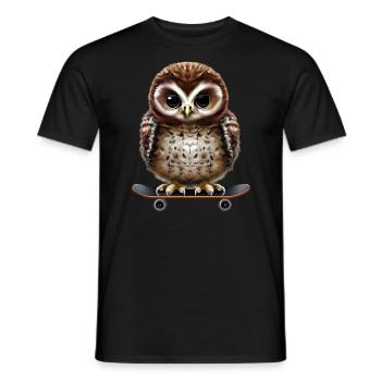 Skater Eule - Männer T-Shirt - Schwarz - Vorne - AI Model Male 178 light (178cm)
