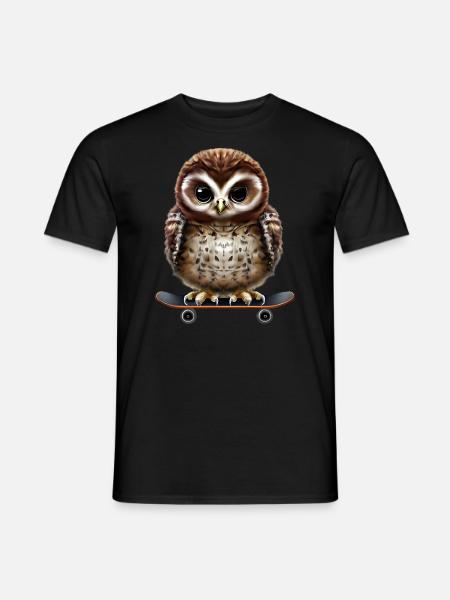Skater Eule - Männer T-Shirt - Schwarz