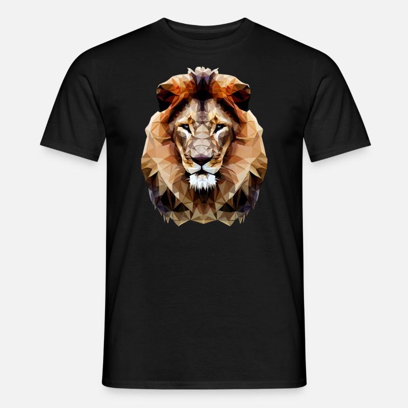 Moderner Polygon Löwe - Männer T-Shirt - Schwarz