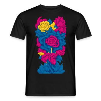 Flowers (Blue, Red, Yellow) - Men's T-Shirt - black - Front - AI Model Male 178 light (178cm)