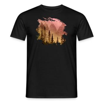 Bergwald Panorama (Gelb/Rosa) - Männer T-Shirt - Schwarz - Vorne - AI Model Male 178 light (178cm)