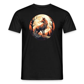 Fox Forest Moon Fable Mythical Fairy Tale - Men's T-Shirt - black - Front - AI Model Male 178 light (178cm)