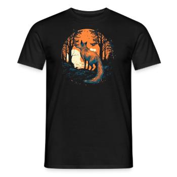 Fox Forest Moon Fable Mythical Fairy Tale - Men's T-Shirt - black - Front - AI Model Male 178 light (178cm)