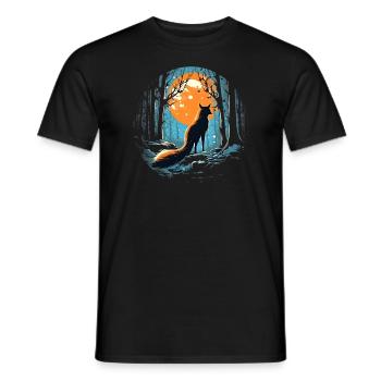Fox Forest Moon Fable Mythical Fairy Tale - Men's T-Shirt - black - Front - AI Model Male 178 light (178cm)