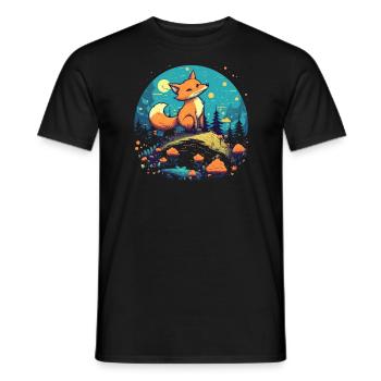 Fox Forest Moon Fable Mythical Fairy Tale - Men's T-Shirt - black - Front - AI Model Male 178 light (178cm)