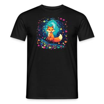 Fox Forest Moon Fable Mythical Fairy Tale - Men's T-Shirt - black - Front - AI Model Male 178 light (178cm)