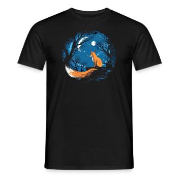 Fox Forest Moon Fable Mythical Fairy Tale - Men's T-Shirt - black - Front - AI Model Male 178 light (178cm)