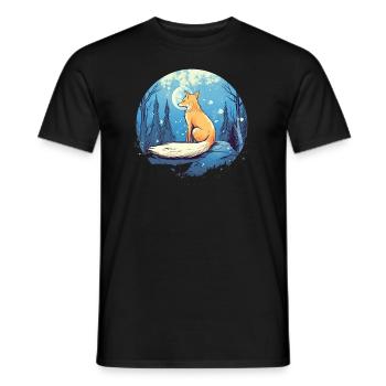 Fox Forest Moon Fable Mythical Fairy Tale - Men's T-Shirt - black - Front - AI Model Male 178 light (178cm)