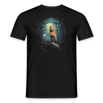 Fox Forest Moon Fable Mythical Fairy Tale - Men's T-Shirt - black - Front - AI Model Male 178 light (178cm)