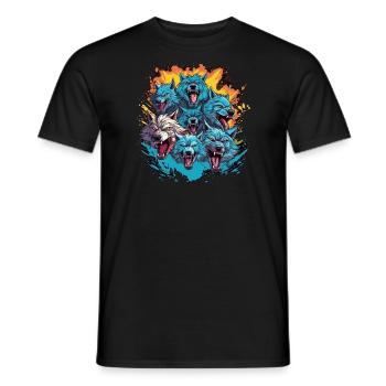 Dog Wolf Werewolf Cerberus Hellhound myth - Men's T-Shirt - black - Front - AI Model Male 178 light (178cm)
