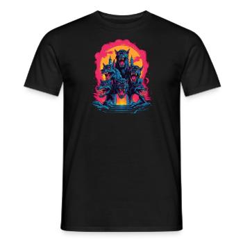Dog Wolf Werewolf Cerberus Hellhound myth - Men's T-Shirt - black - Front - AI Model Male 178 light (178cm)