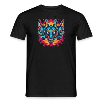 Dog Wolf Werewolf Cerberus Hellhound myth - Men's T-Shirt - black - Front - AI Model Male 178 light (178cm)
