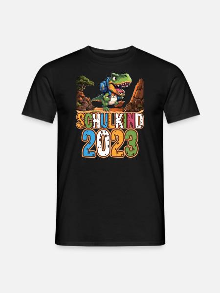 Kinder Dino Einschulung Schulkind 2023 Schultüte - Männer T-Shirt - Schwarz