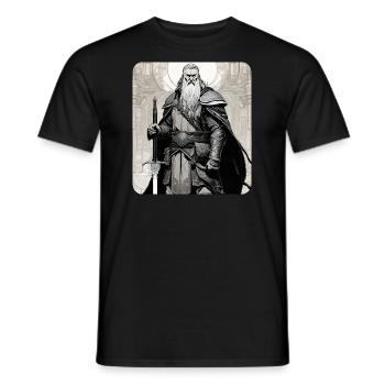 Stolzer Wikinger mit Hörner Helm nordisch - Männer T-Shirt - Schwarz - Vorne - AI Model Male 178 light (178cm)