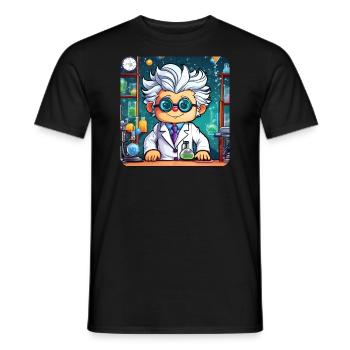 Cute professor with white hair and glasses - Men's T-Shirt - black - Front - AI Model Male 178 light (178cm)